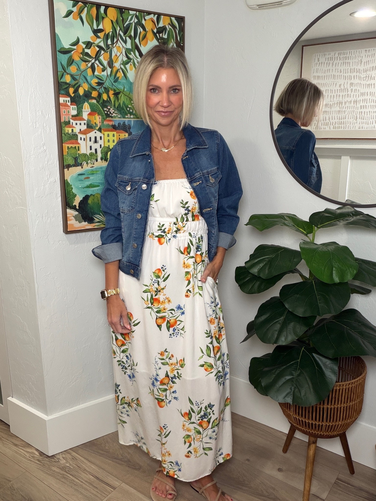 My denim jacket is from Free Assembly at Walmart. I’m wearing an XS. It does fit slightly oversized and is slightly cropped. 

My dress is older from Walmart. But I’ll link similar options. 

My faux suede sandals are from Walmart and they’re super comfortable.

#LTKgrwm #LTKootd #LTKOver40