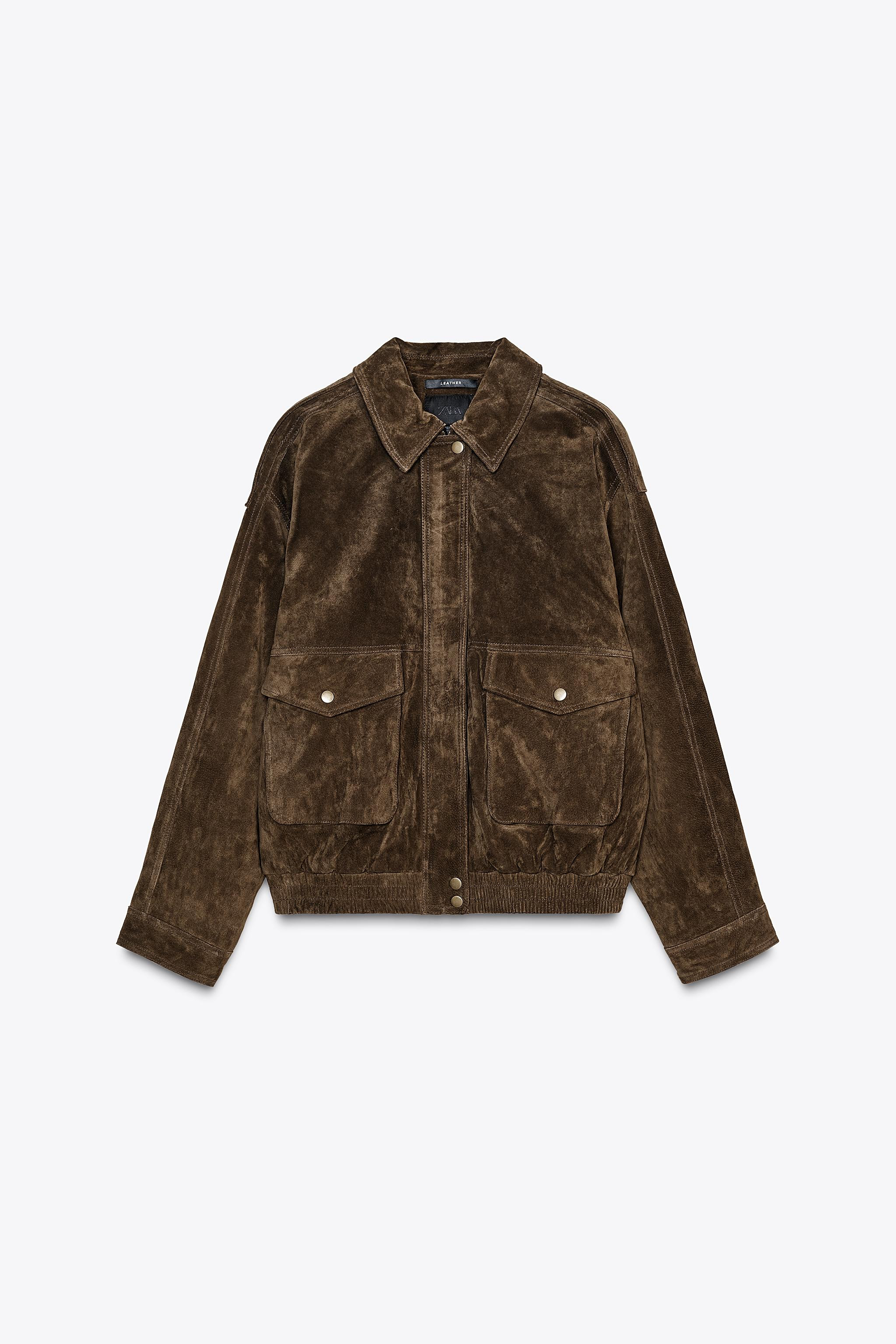 100% SUEDE BOMBER JACKET WITH POCKETS | Zara US