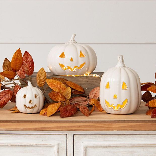 Glazed Ceramic Jack O Lantern Set of 3 | Antique Farm House