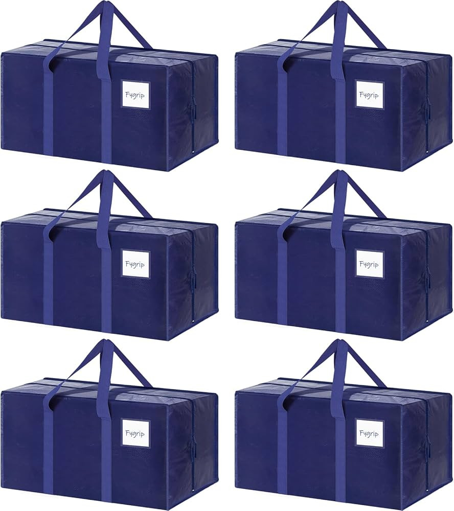6 Pack Extra Heavy Duty Large Moving Bags with Strong Zipper & Comfortable Handles, Sturdy & Dura... | Amazon (US)
