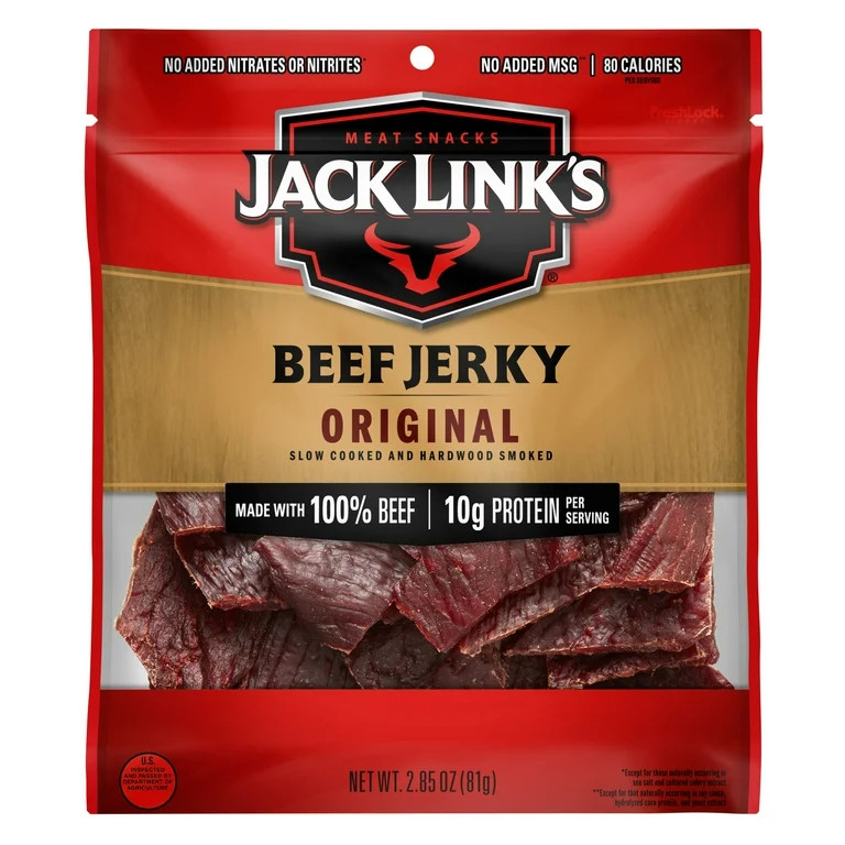 Jack Link’s Beef Jerky, 100% Beef, Original, 2.85 oz, 10g of Protein Per Serving | Walmart (US)