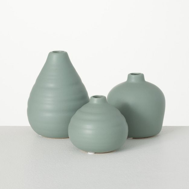 Sullivans Modern Vase Set of 3, 5"H, 4"H, 3"H, Matte Sage | Target