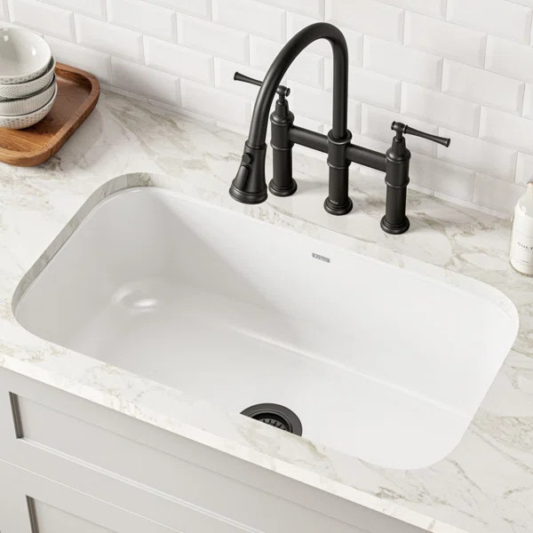 KRAUS Pintura™ 31 1/2-inch L 16 Gauge Undermount Single Bowl Enameled Steel Kitchen Sink in Whi... | Wayfair North America