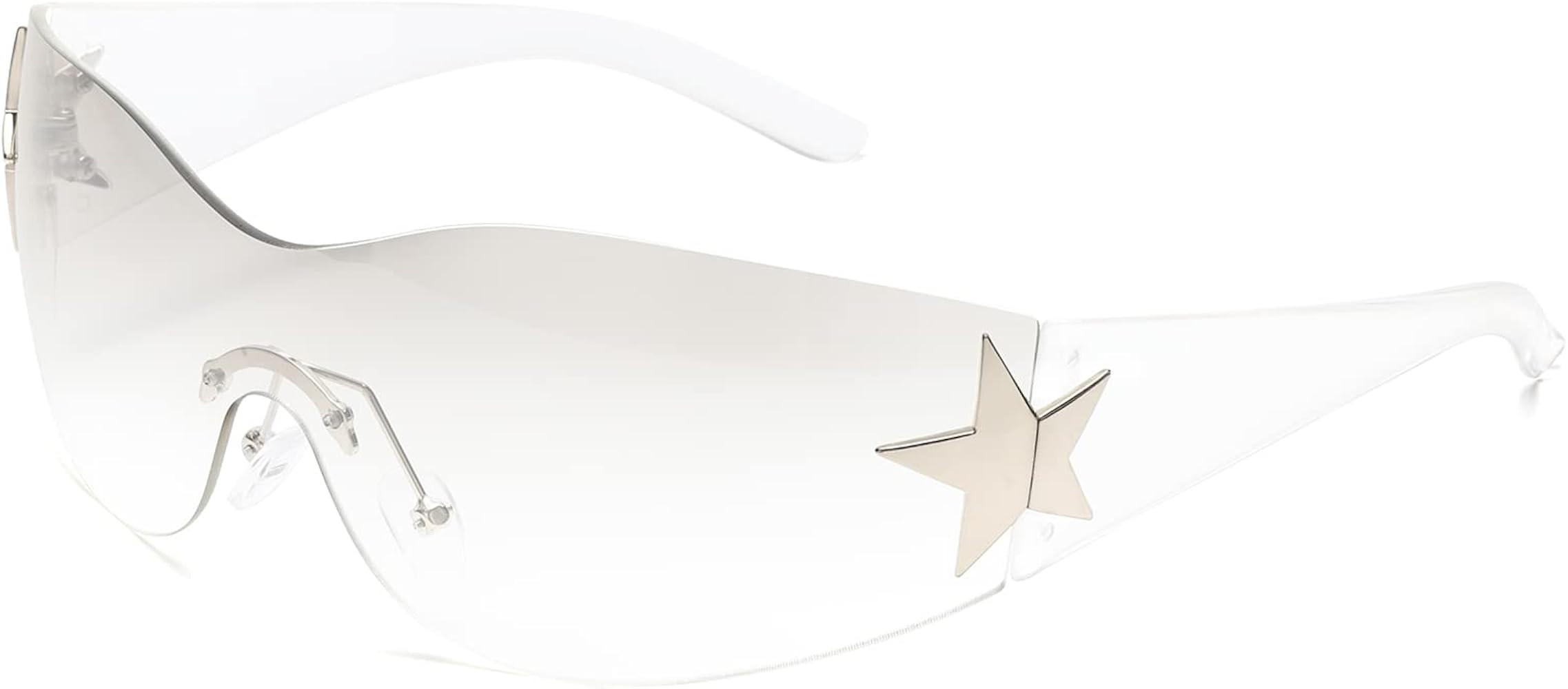 LIKSMU Rimless Y2K Sunglasses for Women Men Wrap Around Fashion Sunglasses Oversized Frameless Tr... | Amazon (US)