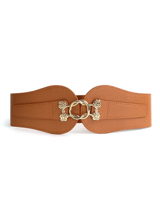 Flower Detail Twist Round Buckle Elastic Belt | Bloomchic