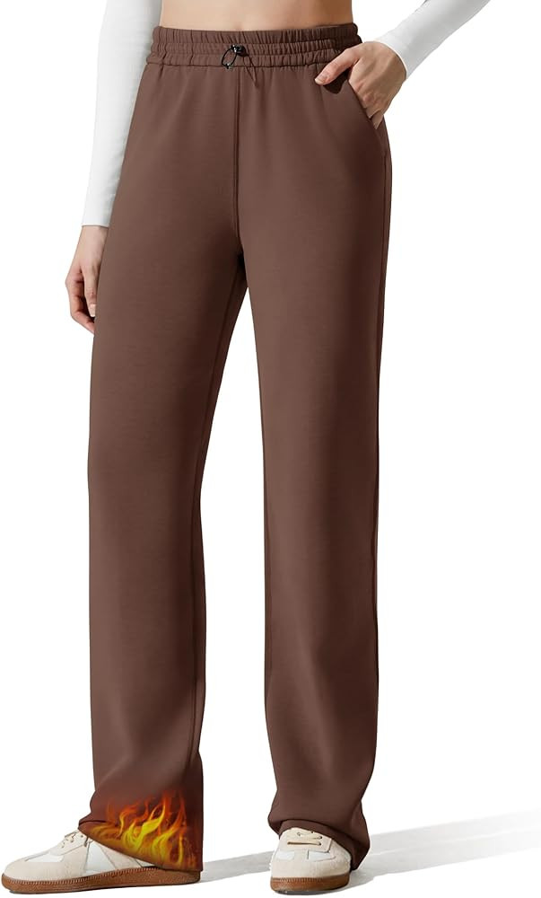G4Free Smoofit Fleece Lined Sweatpants for Women Wide Leg Drawcord Thermal Casual Pants with Pock... | Amazon (US)