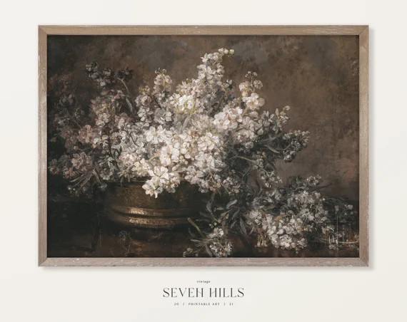 Moody Still Life Vintage Art Print Flowers Vase Painting | Etsy Canada | Etsy (CAD)