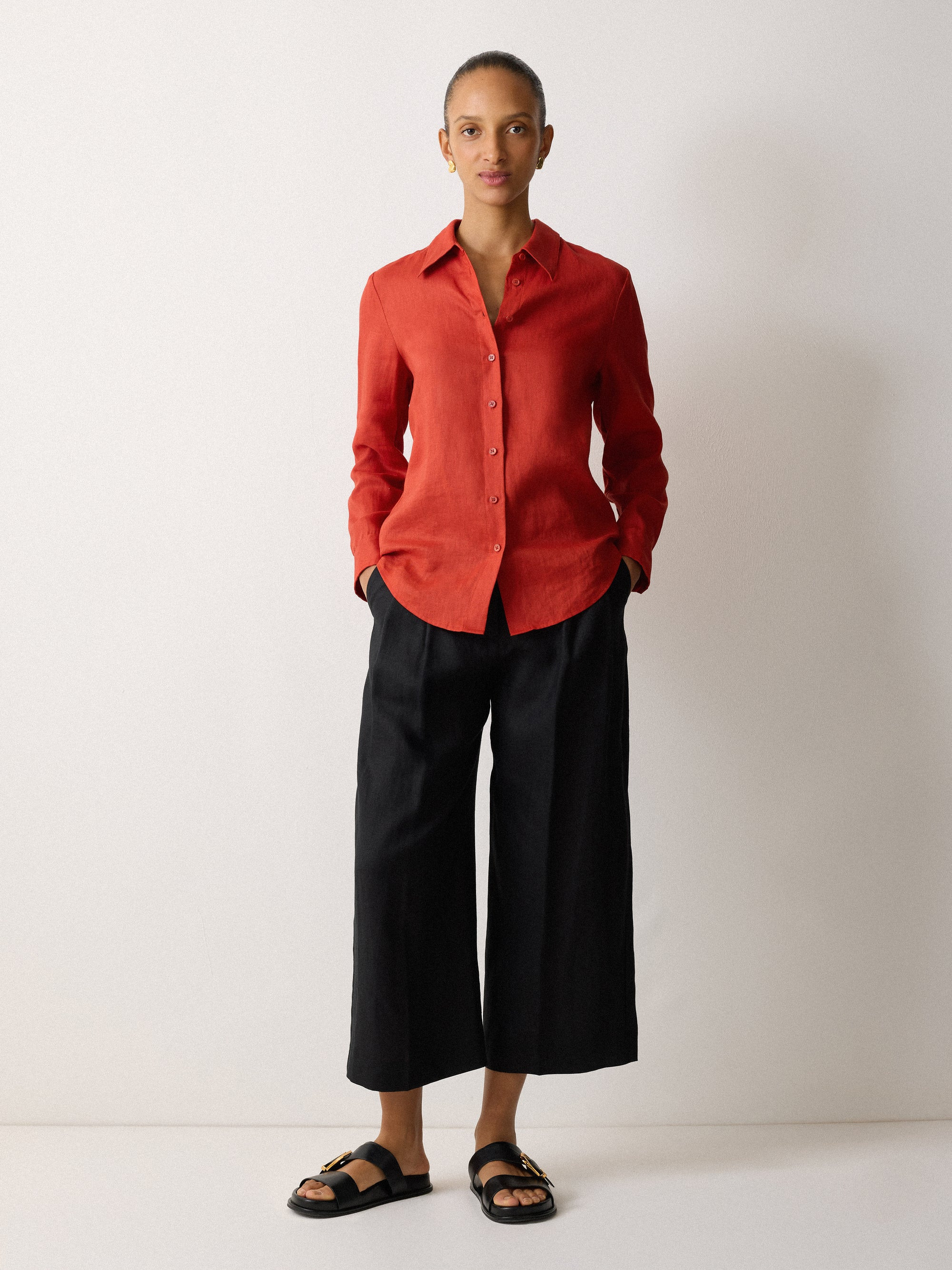 Classic Linen Shirt | Orange | Jigsaw (UK)