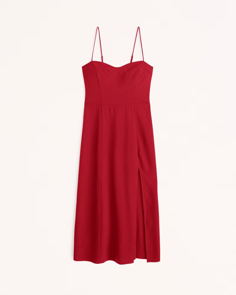 Luxe Crepe High-Slit Midi Dress | Abercrombie & Fitch (US)