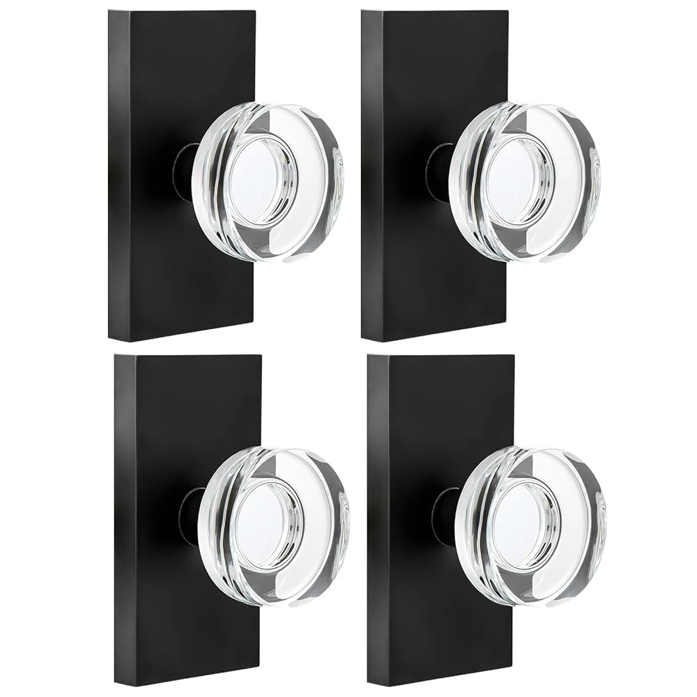 4 Pack Glass Crystal Dummy Door Knobs Interior for Closet and Bifold, Inactive Matte Black Dummy ... | Amazon (US)