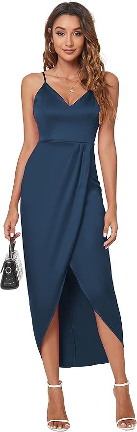 CMZ2005 Women's Sexy V Neck Backless Maxi Dress Sleeveless Spaghetti Straps Cocktail Party Dresse... | Amazon (US)