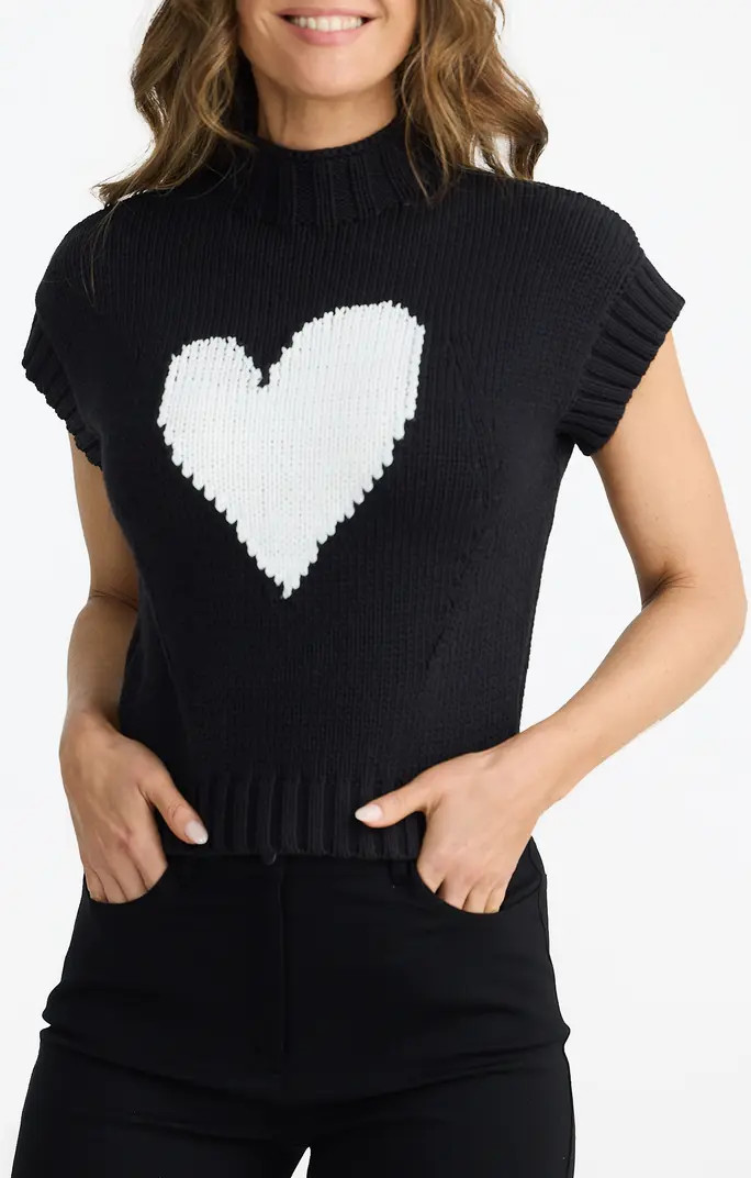 Heart to Heart Short Sleeve Cotton Blend Sweater | Nordstrom