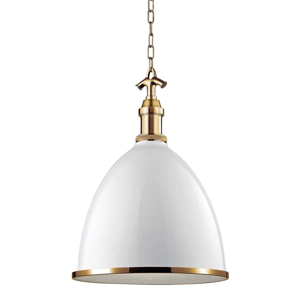 Hudson Valley Viceroy 1-light White and Aged Brass Large Pendant, Clear and Wire Mesh Safety Glass | Bed Bath & Beyond