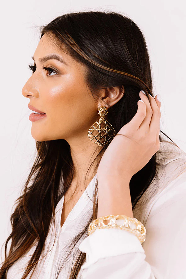 Natalie Gold Statement Earrings in Gold | Impressions Online Boutique