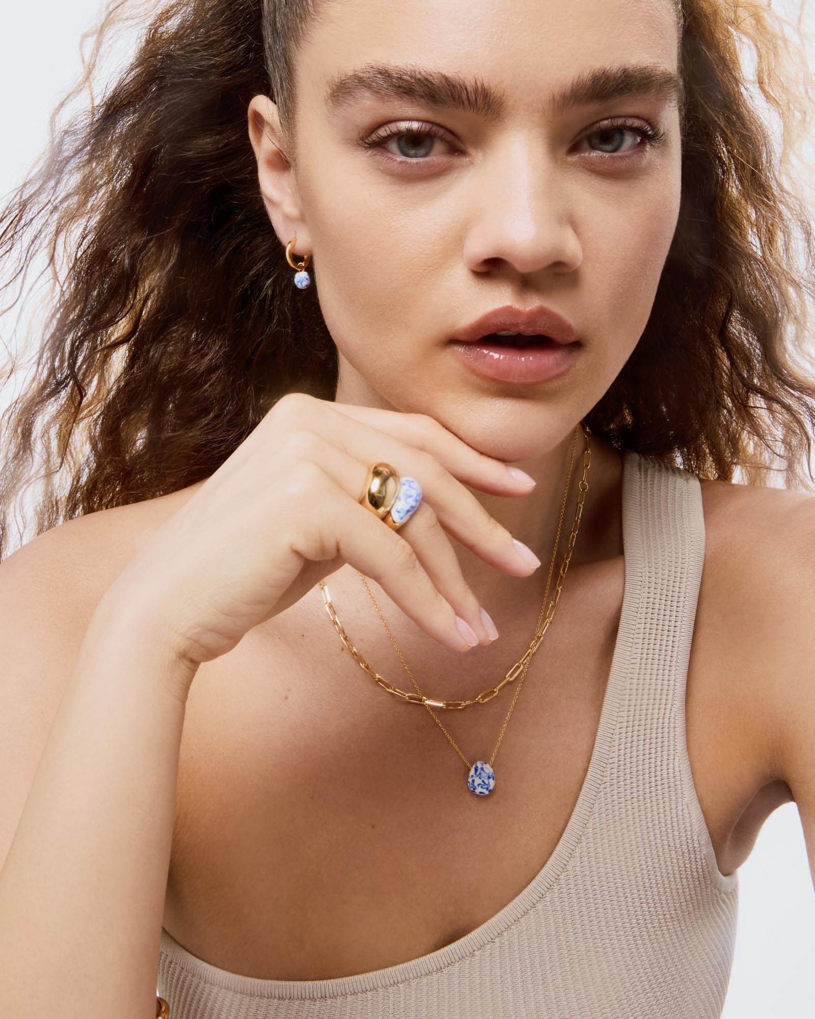 So unique, this gold statement necklace plated in 14k gold features a handcrafted enamel pendant ... | Ana Luisa