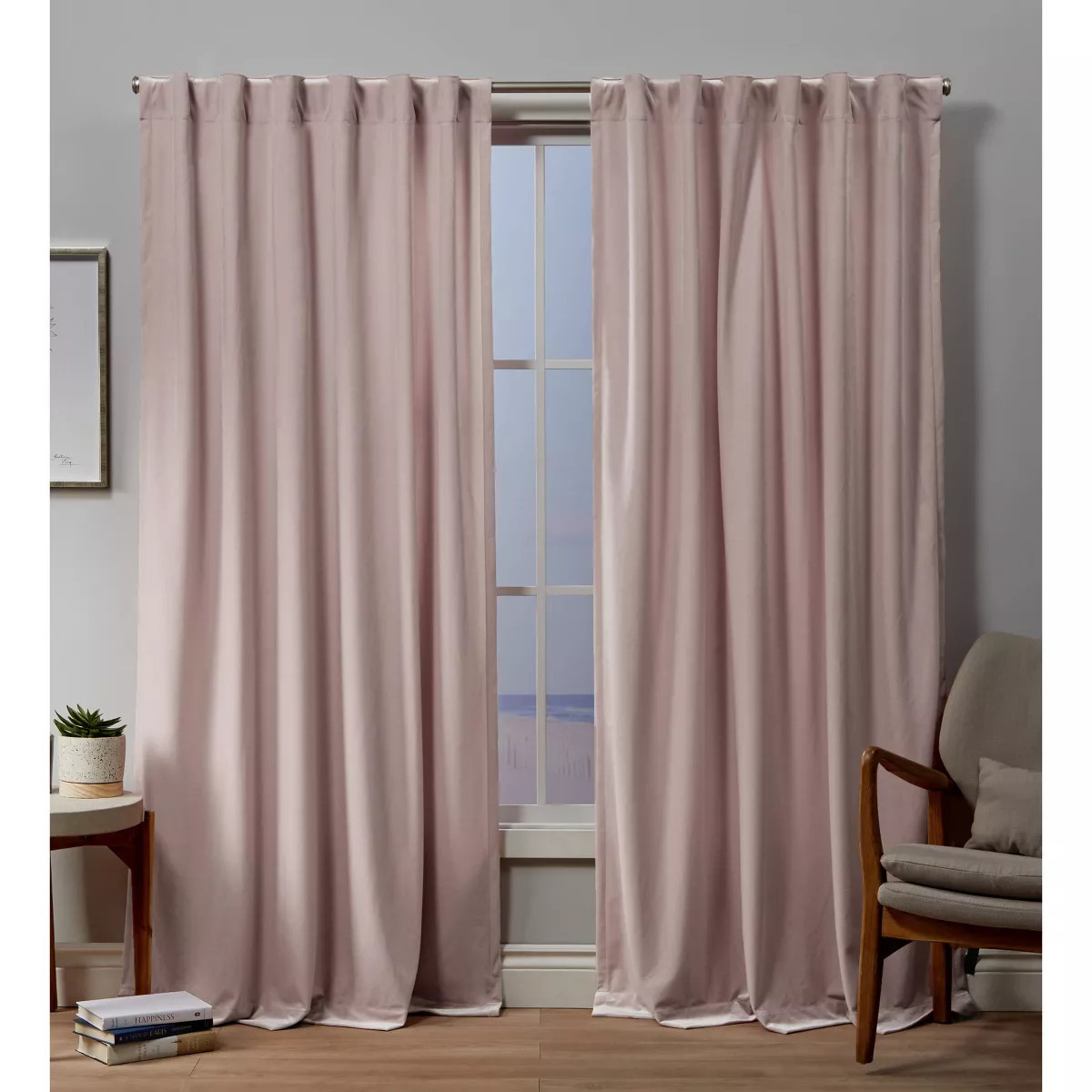 Set Of 2 Velvet Back Tab Light Filtering Window Curtain Panels - Exclusive Home | Target