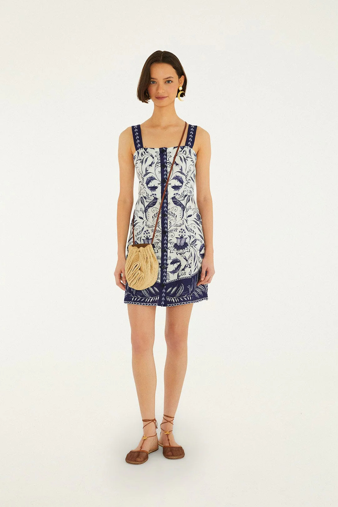 Off-White Nina Euroflax Premium Linen Mini Dress | FARM Rio | FarmRio (US)