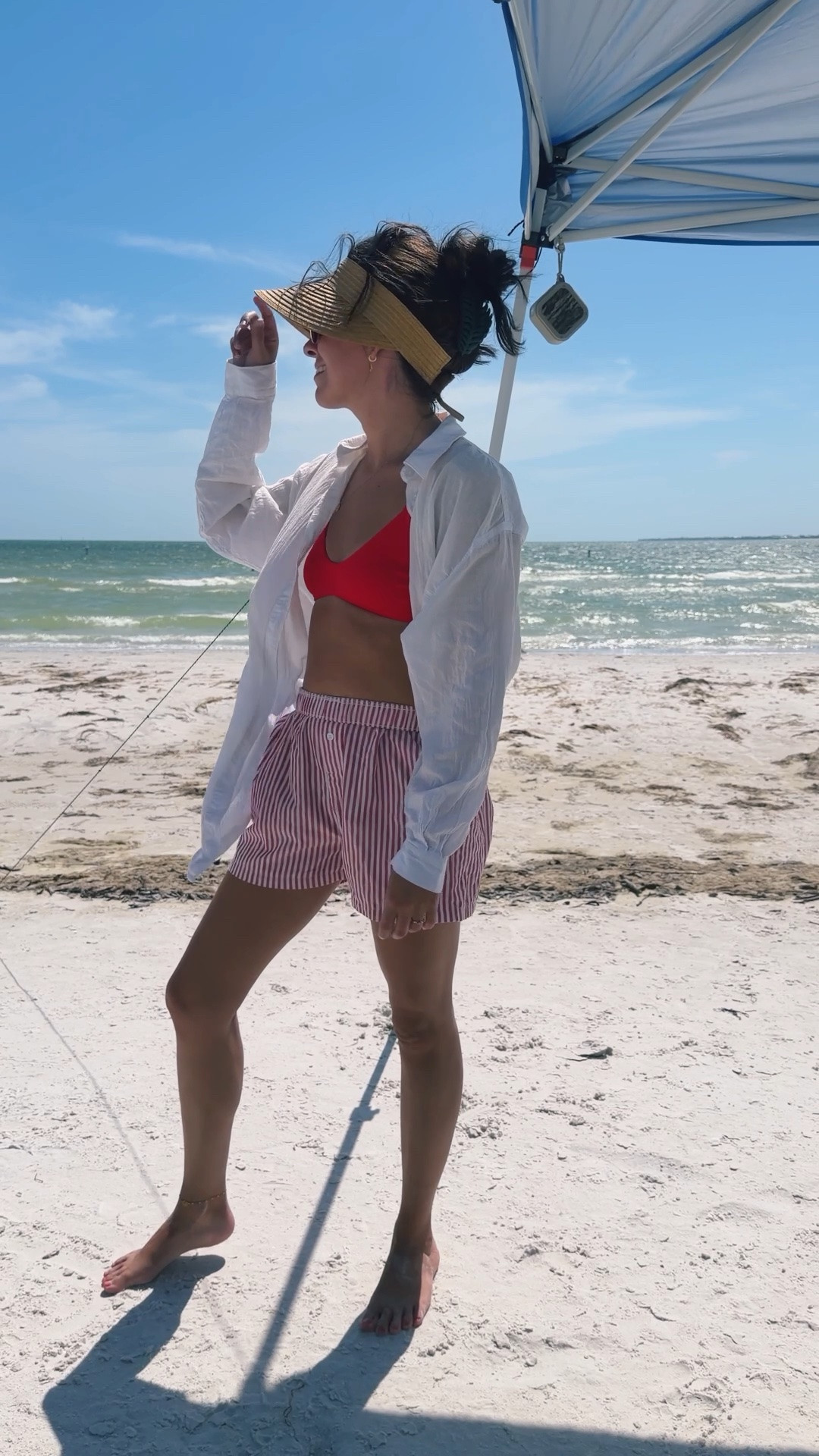 xs in my bikini top, xs in my bikini bottoms. Small in my boxer shorts. My white button up is older so I linked similar. My croc sandals are size 6.

#LTKSwim #LTKPetite #LTKootd
