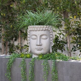 Gray Buddha Head Planter 16.75"H - 14.25" x 14.0" x 16.75" | Bed Bath & Beyond
