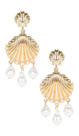 Pearl Shell Earrings in Gold | Revolve Clothing (Global)