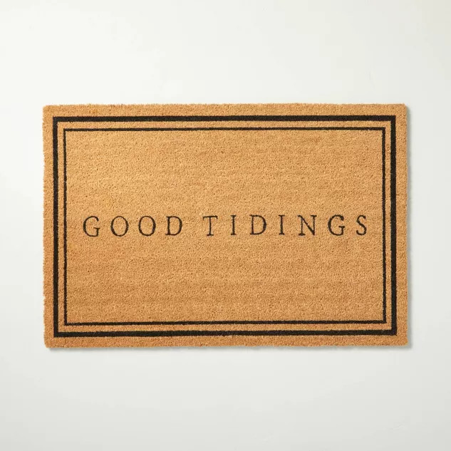 Good Tidings Bordered Rectangular Outdoor Doormat Black/Tan - Hearth & Hand™ with Magnolia | Target