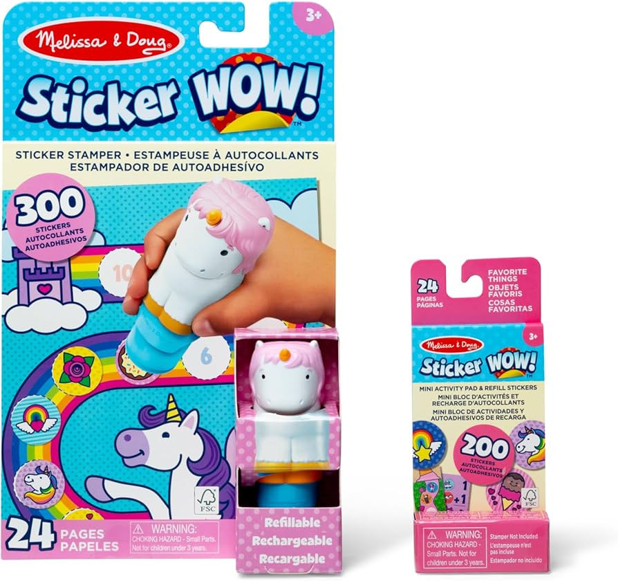 Melissa & Doug Sticker WOW!™ Unicorn Bundle: 24-Page Activity Pad, Sticker Stamper, 500 Sticker... | Amazon (US)