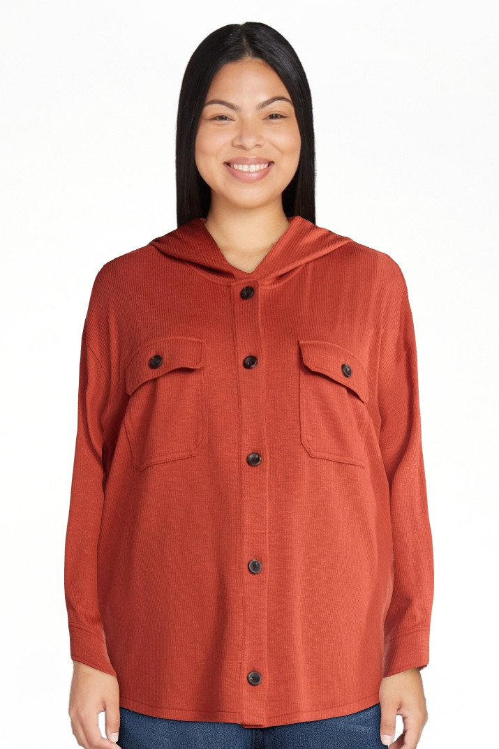 Time and Tru Women's and Women's Plus Ribbed Shirt with Hood, Sizes XS-4X | Walmart (US)