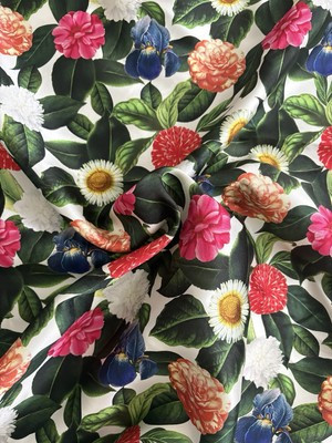 Oscar de La Renta Dress Deadstock Fabric Floral Silk Wool 1.6 Yards | eBay US