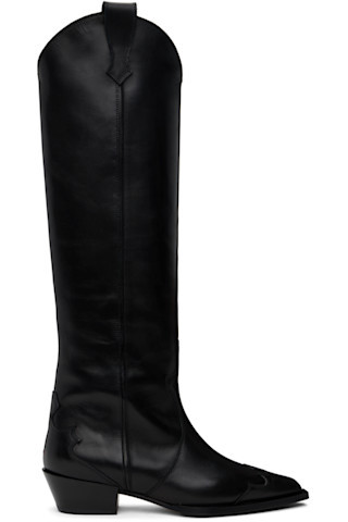 Black Aruna Leather Cowboy Tall Boots | SSENSE