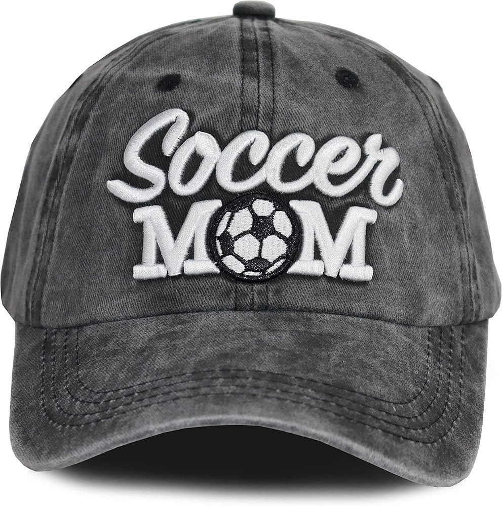 Distressed Soccer Mom Baseball Cap for Women, Adjustable Washed Embroidered Sun Hat for Mama | Amazon (US)