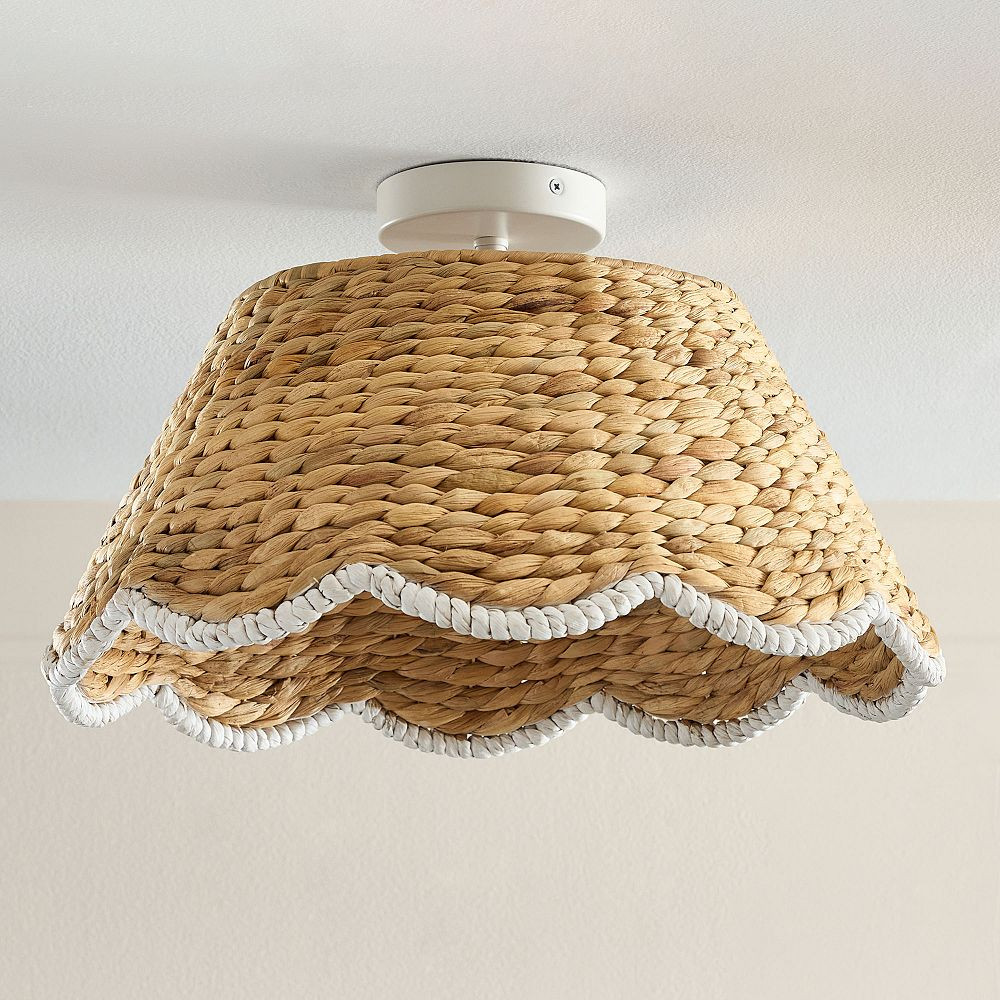 Hudson Scallop Rattan Flush Mount (18") | Pottery Barn Teen