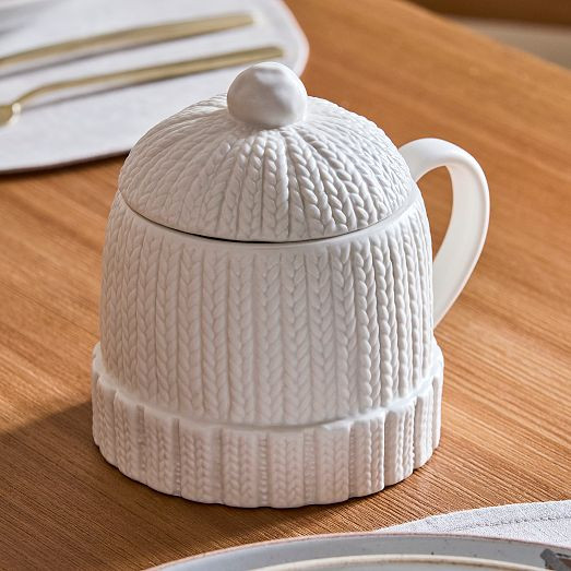 Cable Knit Hat Figural Stoneware Mug | West Elm (US)