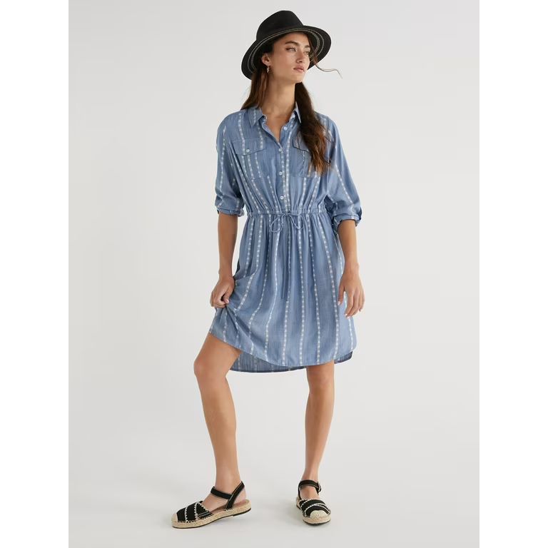 Time and Tru Women’s Utility Shirt Dress, Sizes XS-XXXL | Walmart (US)