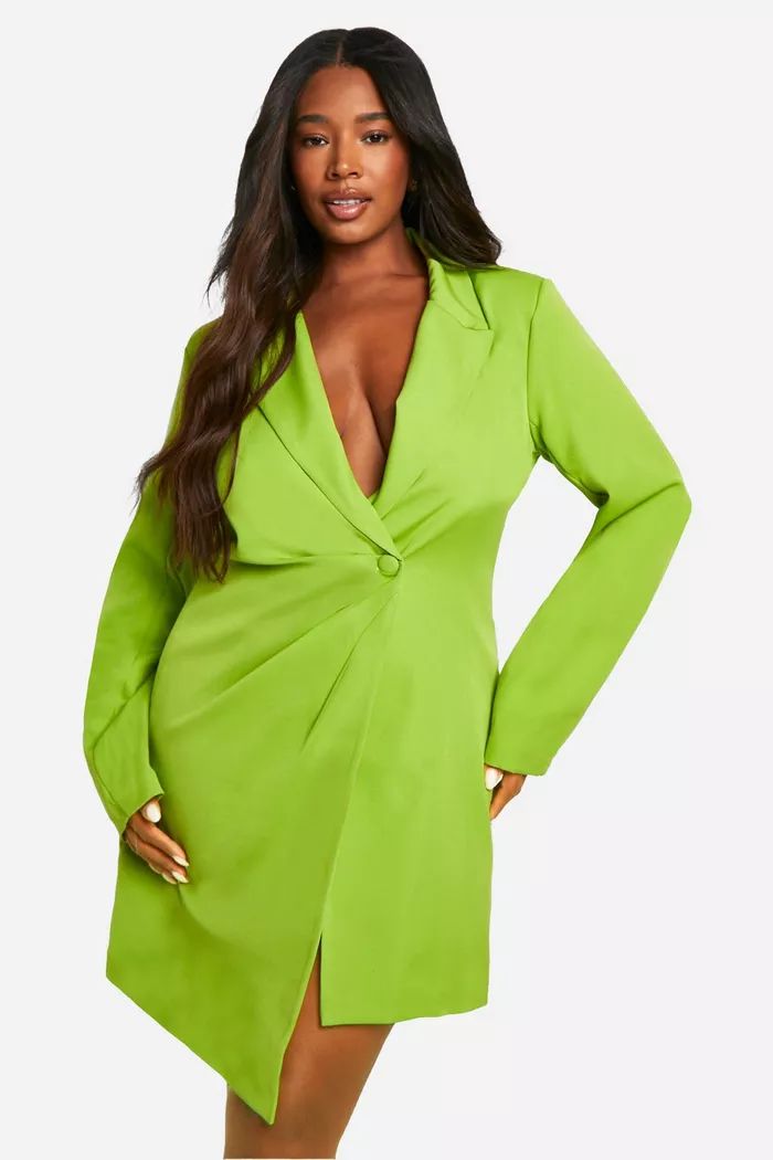 Plus Woven Drape Detail Blazer Dress | boohoo (US & Canada)