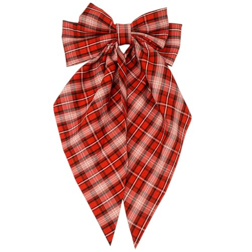 Christmas Hair Bow Silky Satin Hair Ribbons for Women, Christmas Bows for Girls Hair Bowknot Barrettes Long Tails with Clips Big Hair Bows Christmas Accessories (Multicolor 1pcs) | Amazon (US)