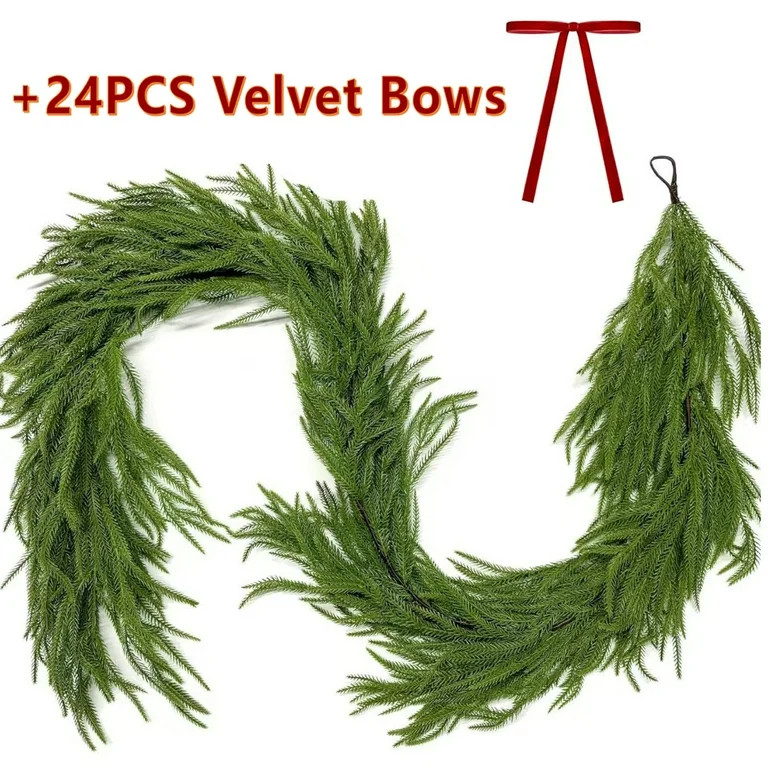 9FT Christmas Norfolk Pine Garland–Artificial Real Touch Christmas Decoration for Fireplace, ma... | Walmart (US)