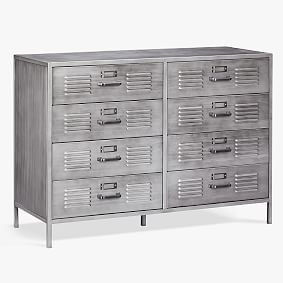 Locker Industrial Black Metal 8-Drawer Wide Dresser (47.5w x 19d") | Pottery Barn Teen