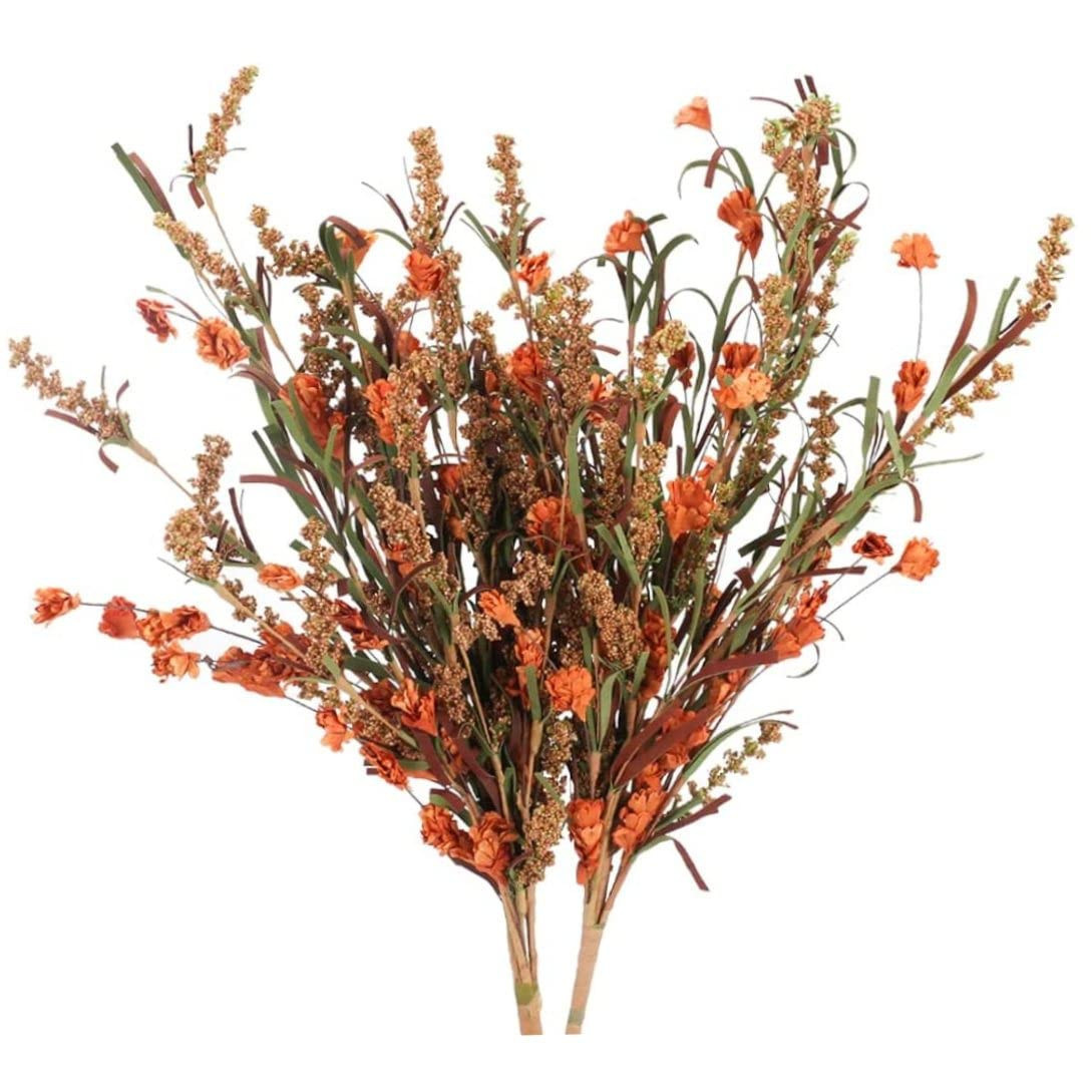 Hilai Artificial Fall Flowers, 2 Bundles Faux Flower Stems Dried Floral Arrangement Artificial Si... | Amazon (UK)
