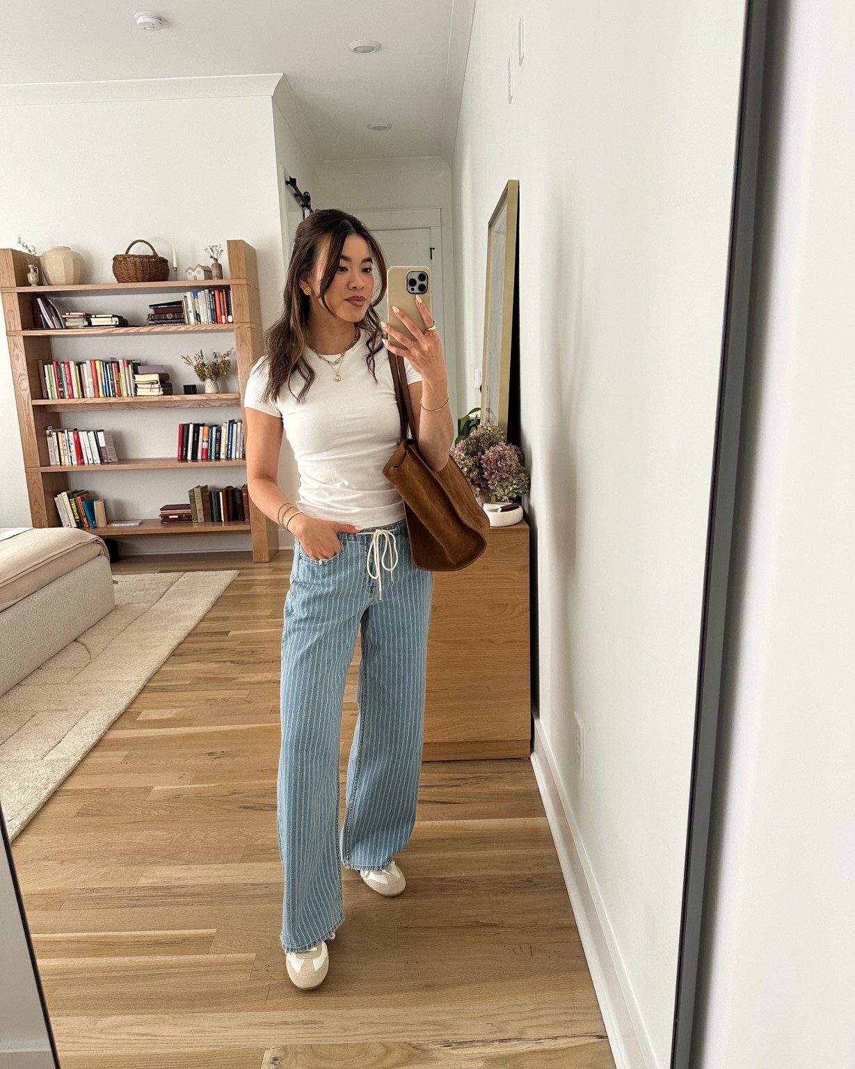 Sizing info:
•Tee size small
•Jeans size 24 short in medium stripe


petite fashion, get dressed with me, outfit inspiration, ootd, nashville outfit, Nashville influencer, petite style, vacation style, casual outfits, mom style, petite pants, spring outfits, spring outfit info, spring pants, spring outfit idea, spring top, spring bag, spring shoes, white tee, striped jeans, spring jeans 
@abercrombie 
 @Aritzia 

#LTKootd #LTKPetite #LTKmomlife