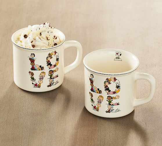 Peanuts™ Love Decal Stoneware Mugs - Set of 2 | Pottery Barn (US)