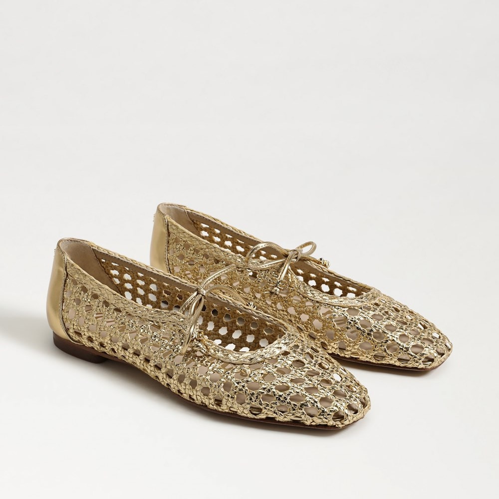 Sam Edelman Marcie Ballet Flat Amber Gold Faux Leather 5.5 | Sam Edelman CA
