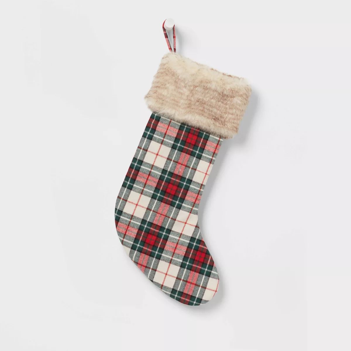20" Plaid Christmas Holiday Stocking with Faux Fur Cuff - Wondershop™ | Target