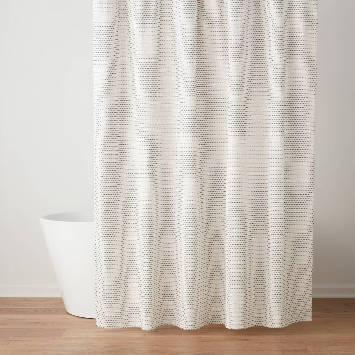 Woven Dotted Line Shower Curtain - Threshold™: Cotton Fabric, Buttonhole Top, Machine Washable | Target