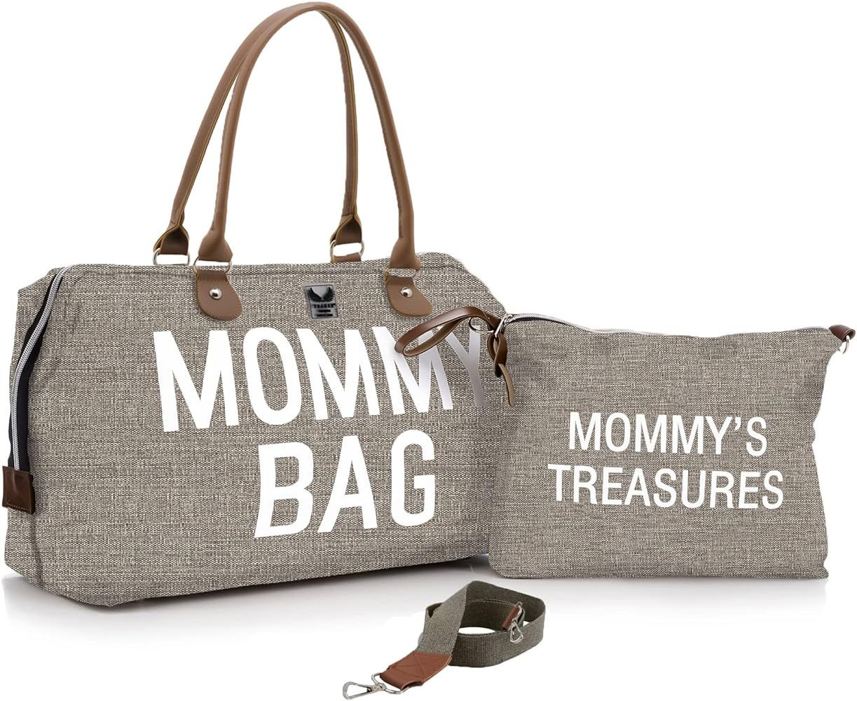 Diaper Bag Tote, Chqel Mommy Bag for Hospital & Maternity with Mommy's Treasures Bag, Large Capacity | Amazon (US)