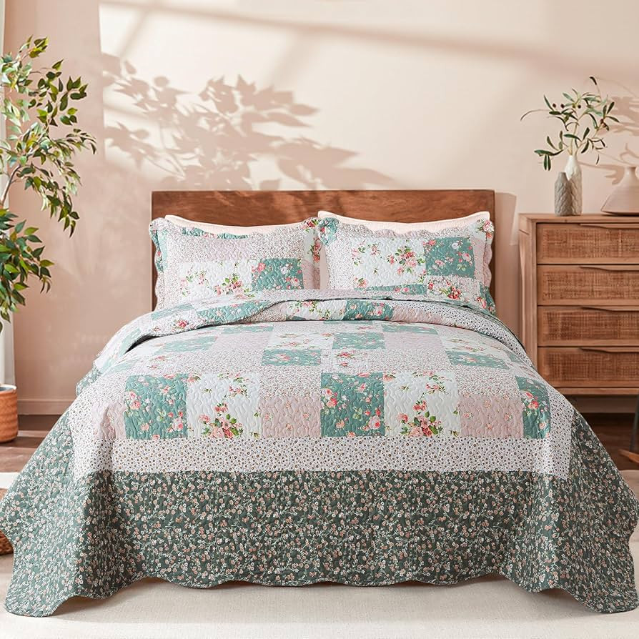 BEDIFANY Floral King Size Quilt Set - Lightweight Farmhouse Bedspreads King Size (98 x 106 inch) ... | Amazon (US)