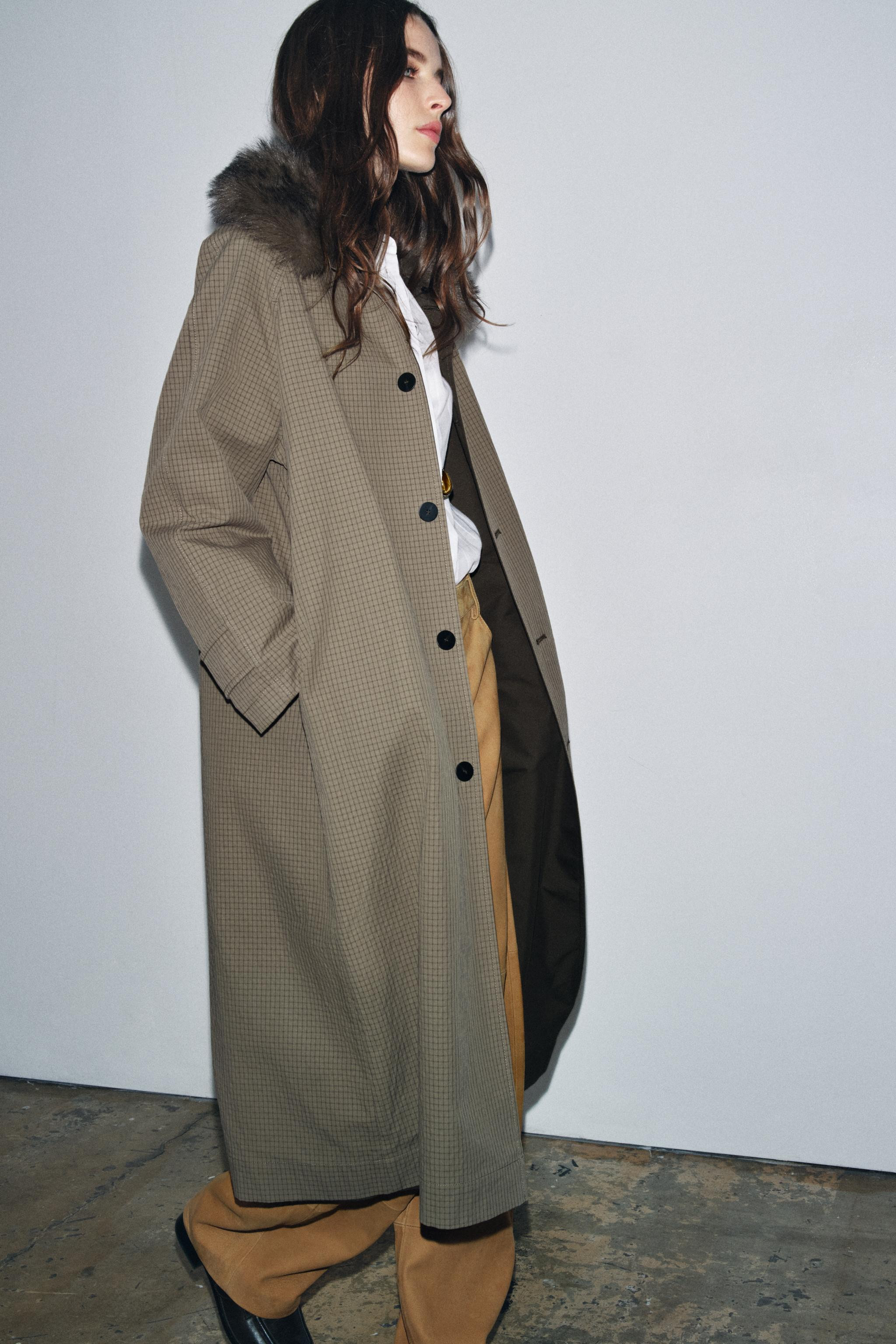 ZW COLLECTION REVERSIBLE TRENCH COAT WITH FAUX FUR COLLAR | Zara UK
