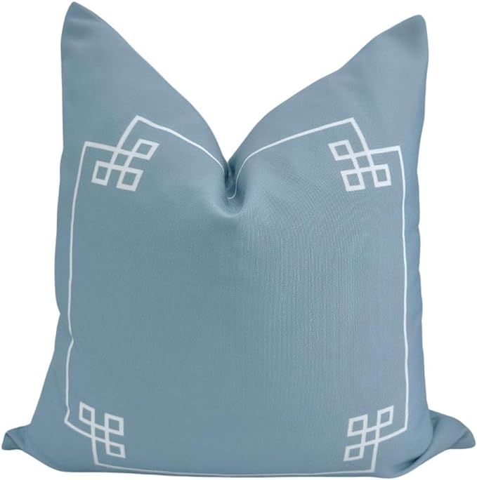 Outdoor Pillow Cover 20" x 20" Alys by Jillien Harbor Blue and White Grandmillennial Outdoor Gree... | Amazon (US)