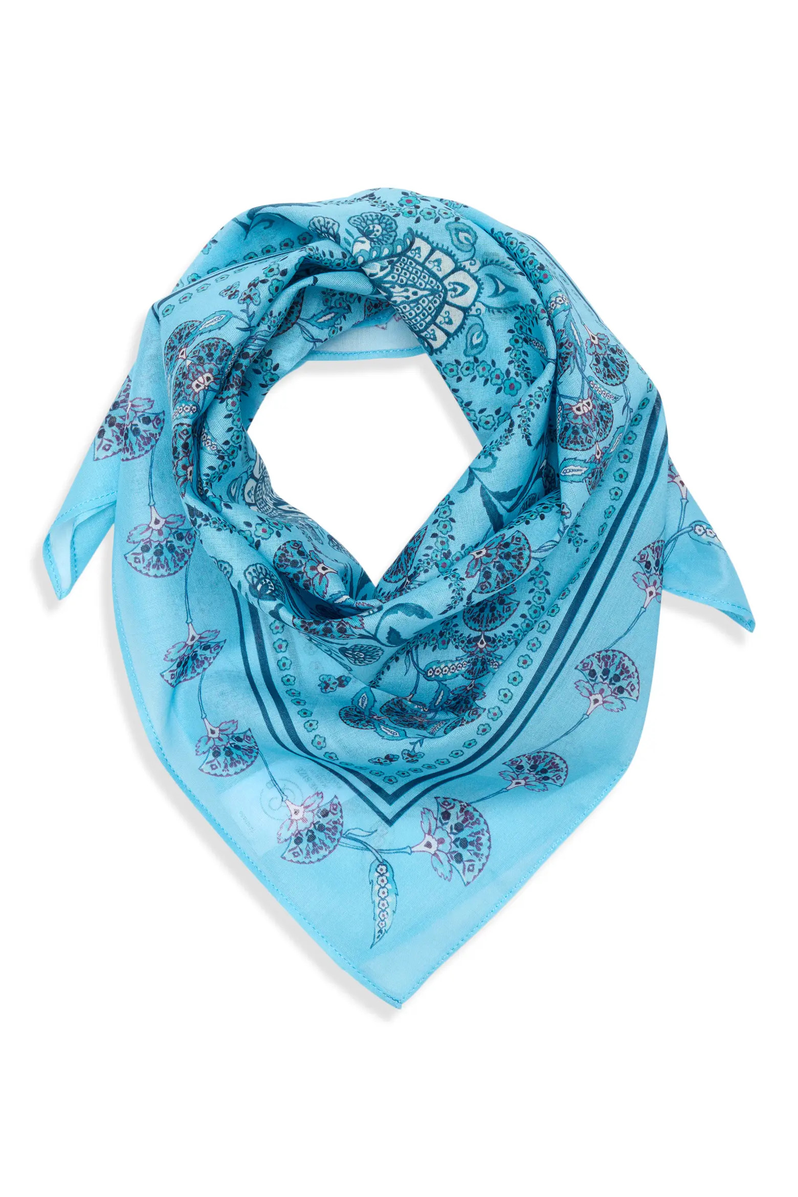 Treasure & Bond Floral Paisley Bandana in Blue Pottery Floral at Nordstrom | Nordstrom