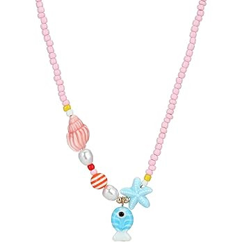Amazon.com: Starfish Fish Necklace Boho Beachy Hawaiian Colorful Summer Beach Coastal Choker Neck... | Amazon (US)