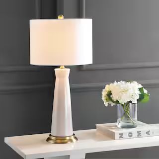 JONATHAN Y Hartley 29 in. Ceramic Column LED Table Lamp, Dusty Rose JYL3046A - The Home Depot | The Home Depot